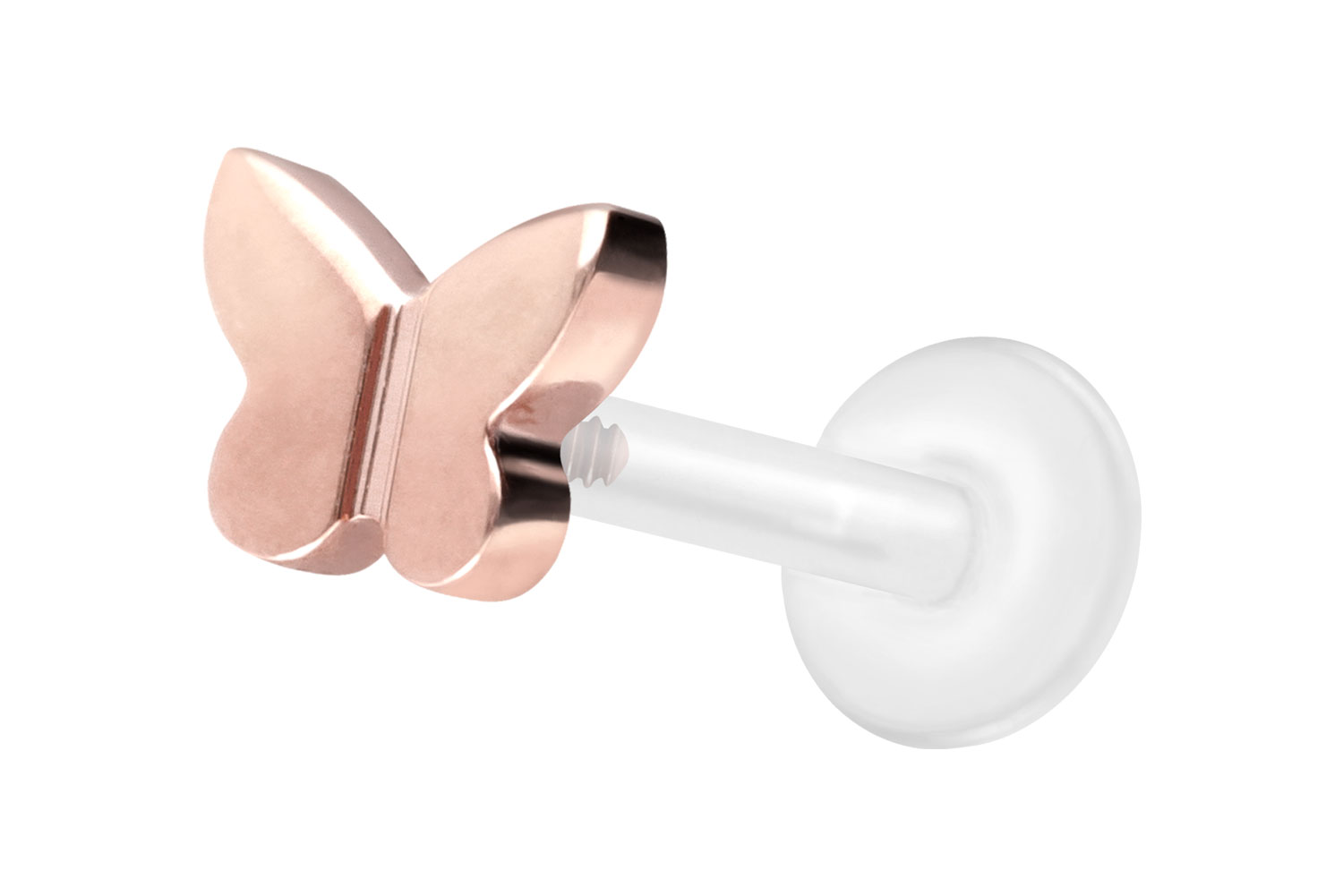 PTFE Labret Piercing mit Innengewinde + Titan-Aufsatz SCHMETTERLING